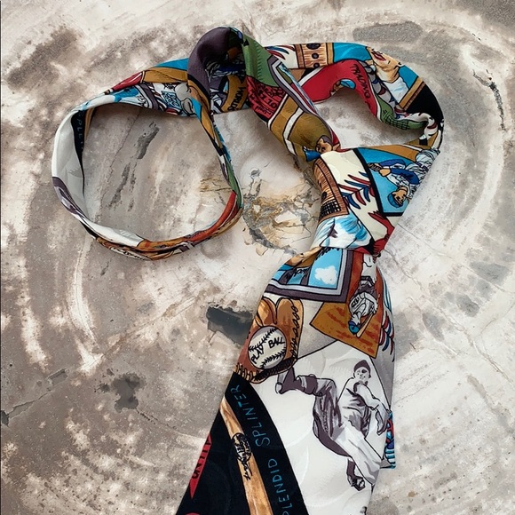 NWOT Nicole Miller Silk Baseball Motif Tie - Picture 3 of 7